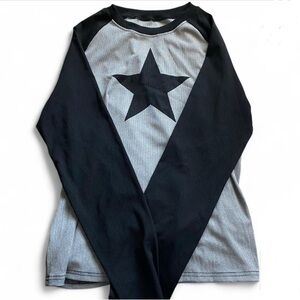 Women’s oversized black & grey color block long sleeve